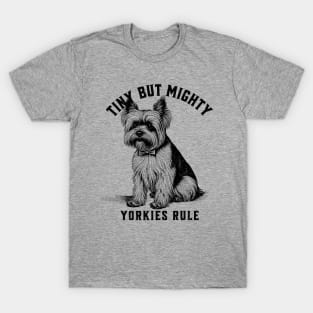 Yorkies Rule Vintage Aesthetic Dog Lover Statement T-Shirt